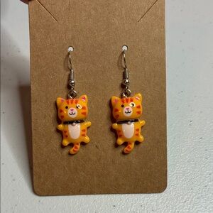 Orange Cat Earrings